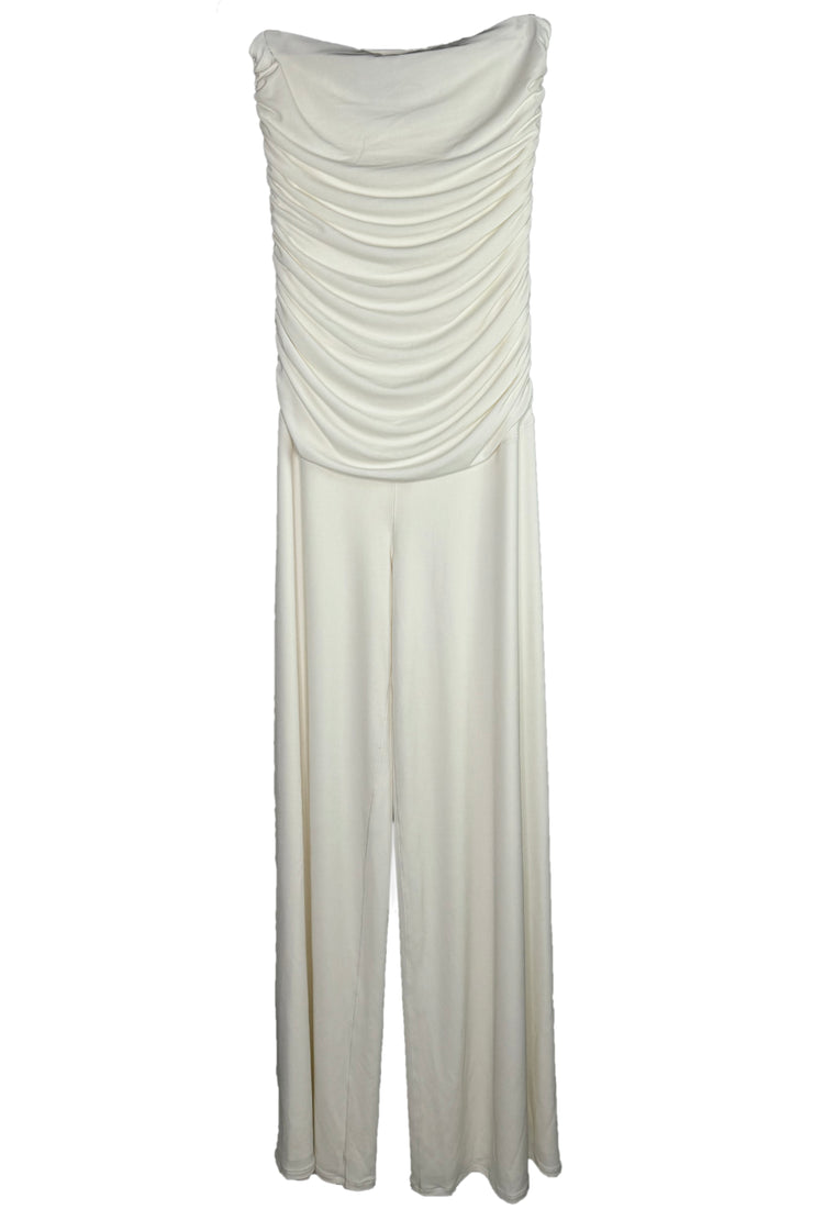 Strapless ruched jumpsuit