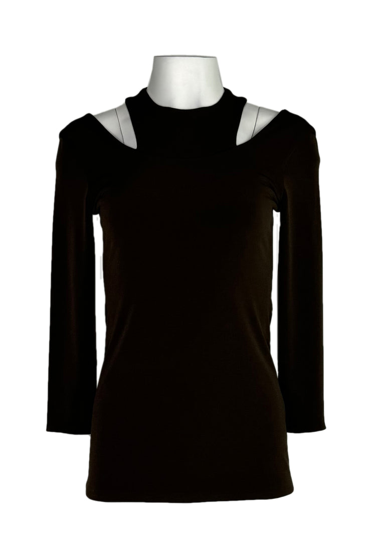 Slim 3/4 sleeve two necklines top