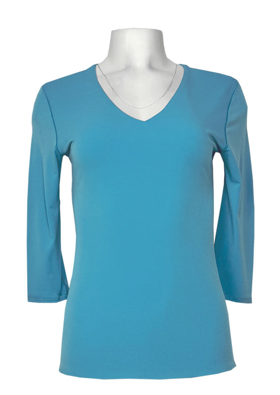 3/4 sleeve v neck single layer tunic