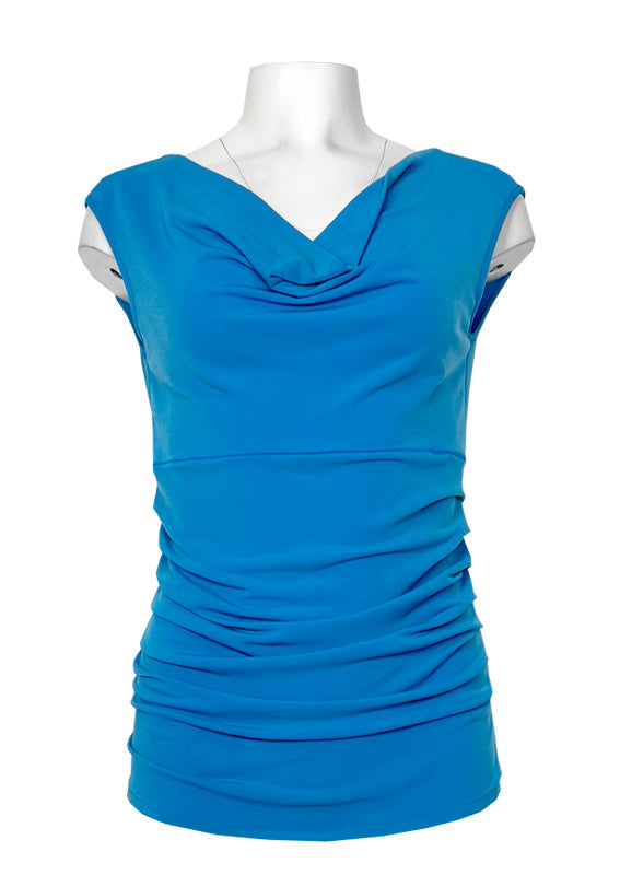 Sleeveless cowl neck single layer tunic