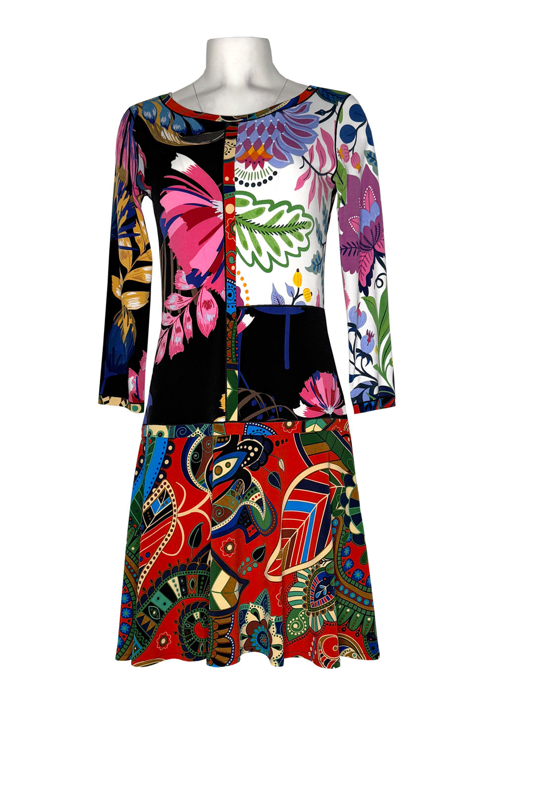 3/4 sleeve overskirt banded dress