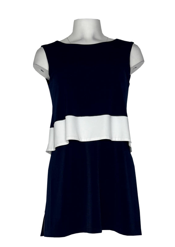 Sleeveless side slits banded tunic