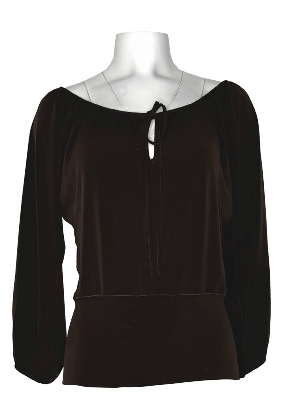 Off shoulder gathered neck single layer tunic