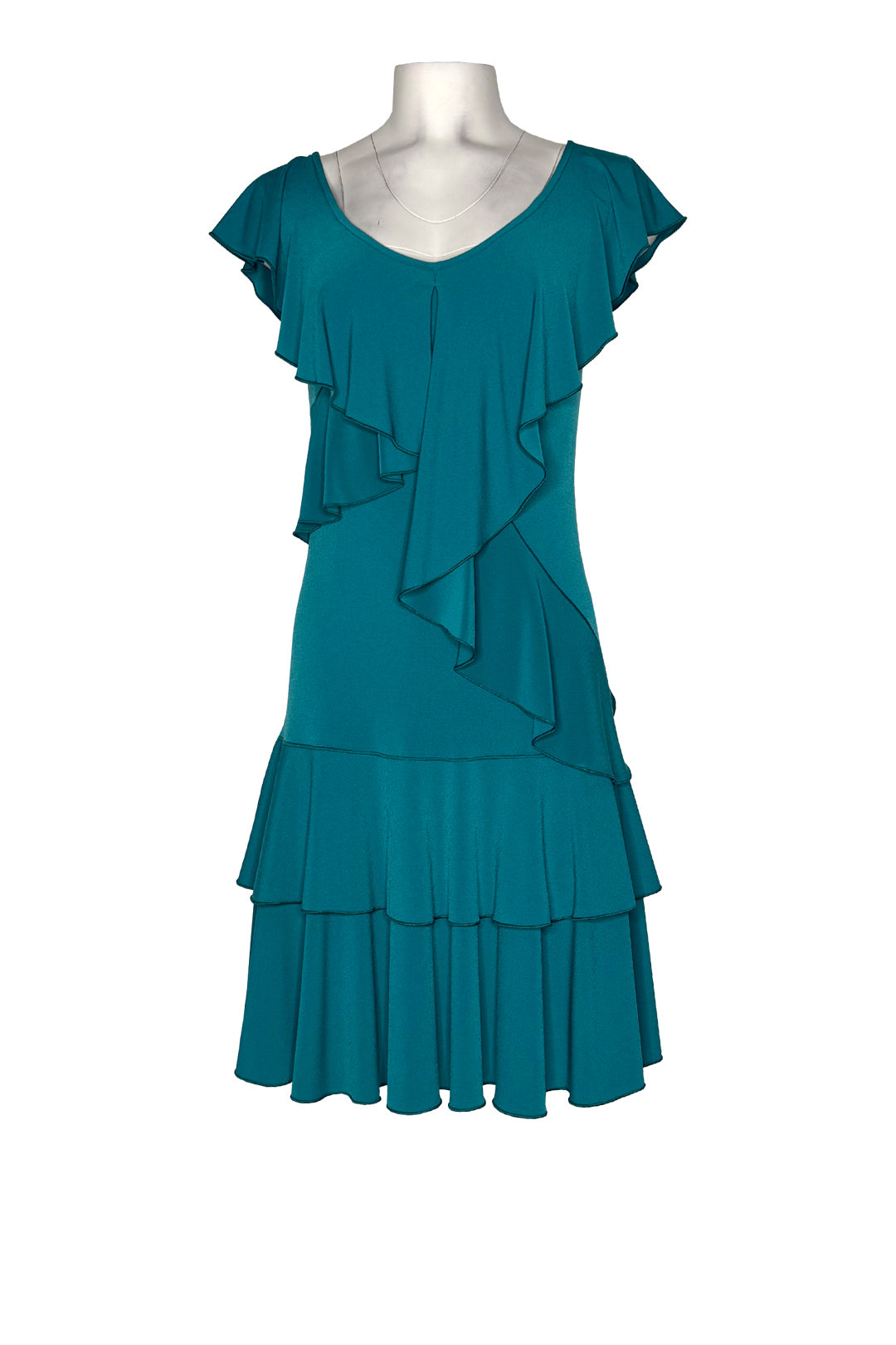 Front and back v neck ruffle dress