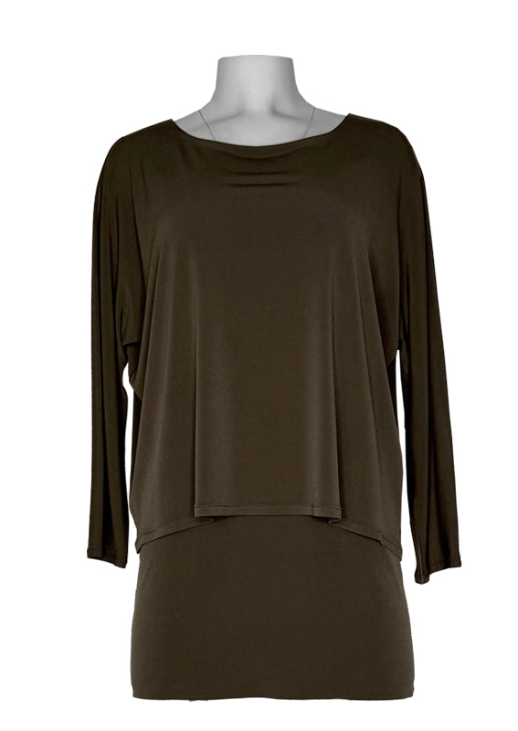 Boatneck 3/4 dolman sleeve layered tunic