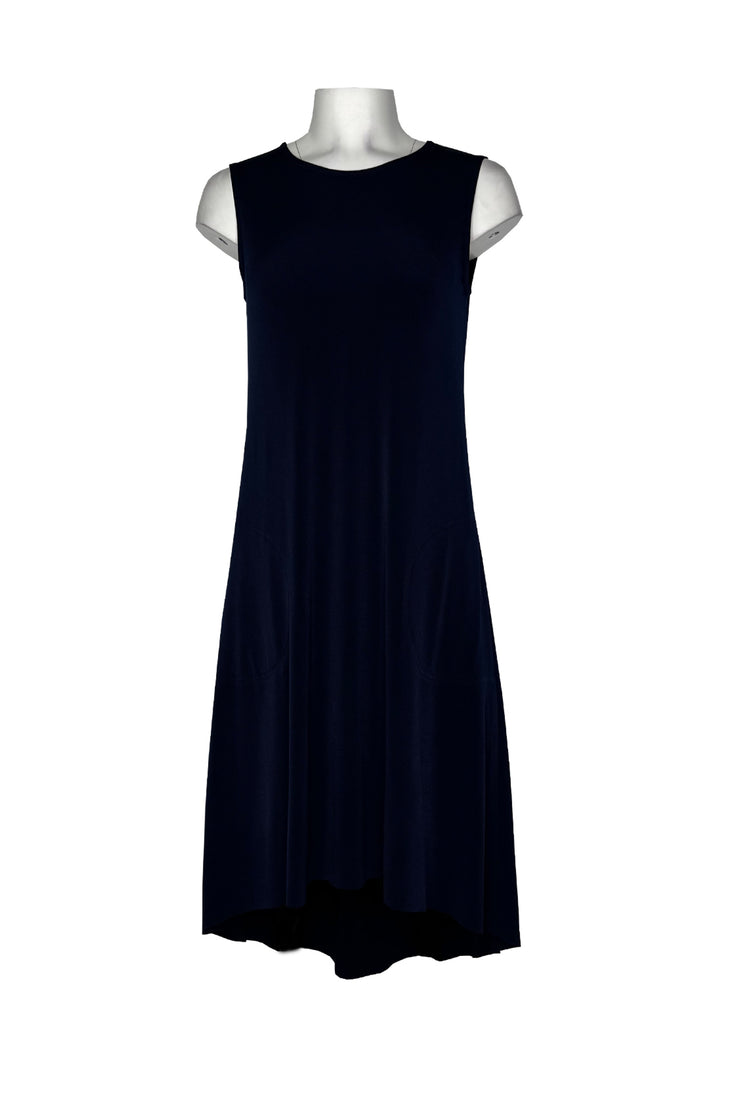 Sleeveless high low side pockets single layer dress