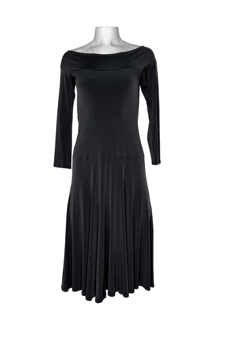 Off shoulder 3/4 sleeve below knee dress