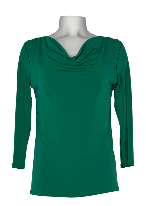 3/4 sleeve cowl neck single layer top