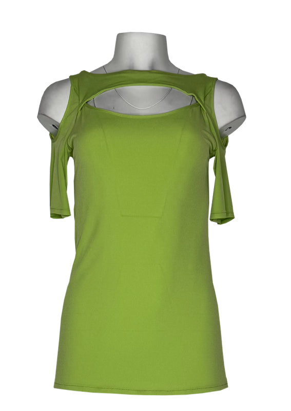 Short sleeve front yoke single layer tunic