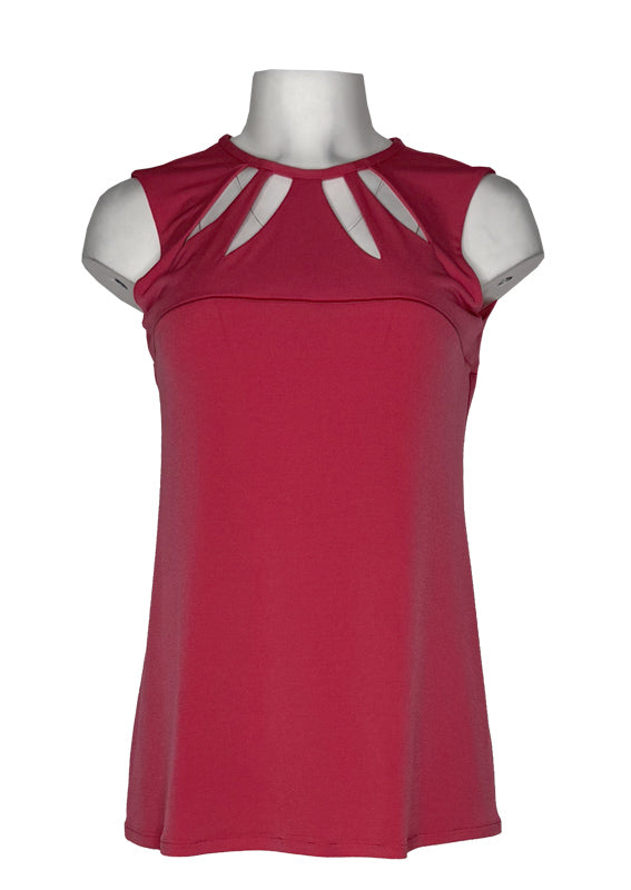 Cutout neckline single layer tunic