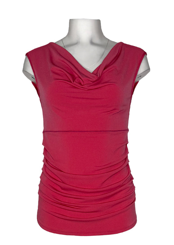 Sleeveless cowl neck gathered side tunic