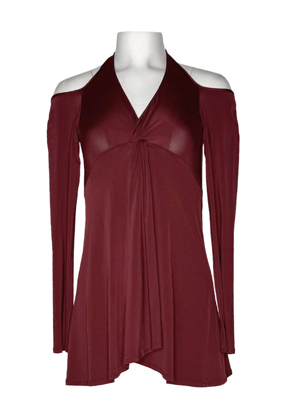 Long sleeve open shoulder single layer tunic
