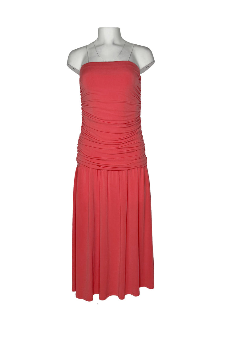 Shirred bodice strapless dress