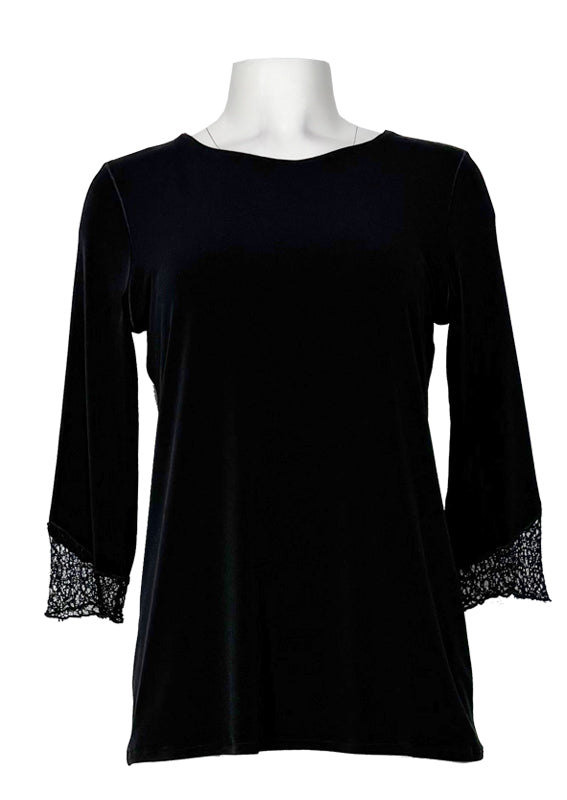 3/4 sleeve back & cuff insert lace top