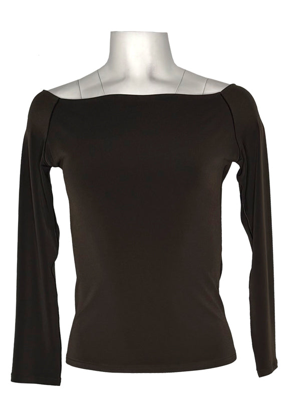 Off shoulder layered long sleeve top