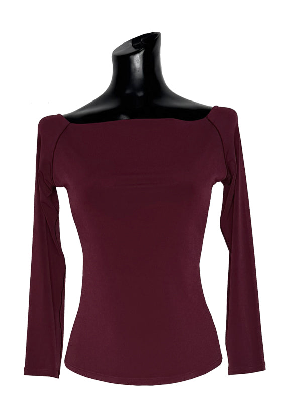 Off shoulder layered long sleeve top