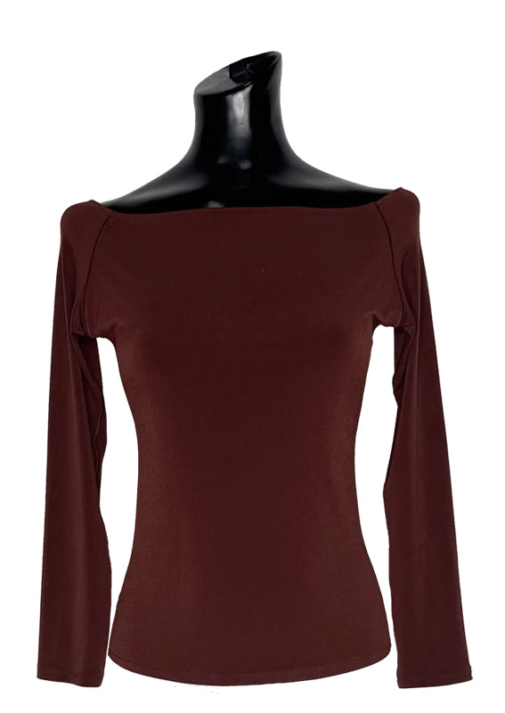 Off shoulder layered long sleeve top