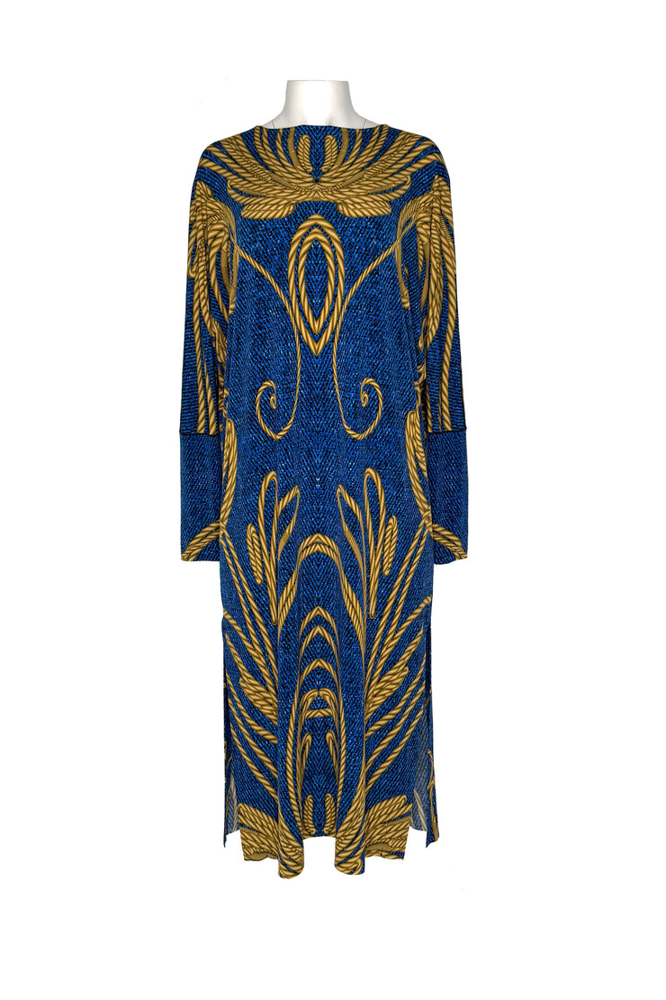 Cuffed loose long sleeve long dress