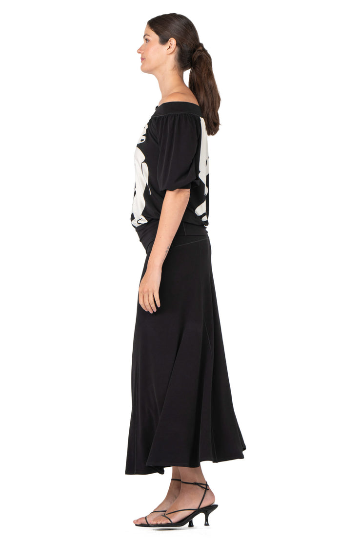 3/4 Sleeve Off Shoulder Banded Blouson Top