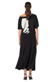 3/4 Sleeve Off Shoulder Banded Blouson Top
