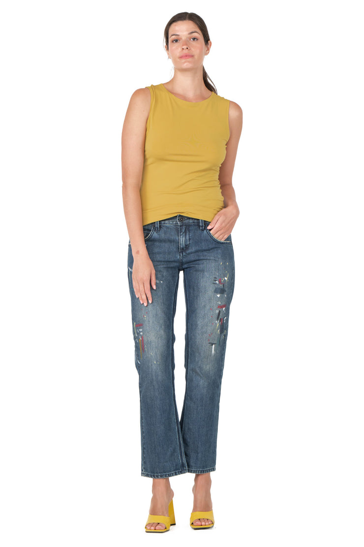 Single Layered Crew Neck Sleeveless Long Top