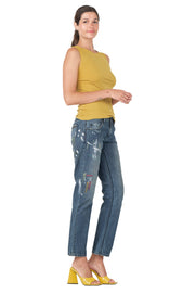 Single Layered Crew Neck Sleeveless Long Top