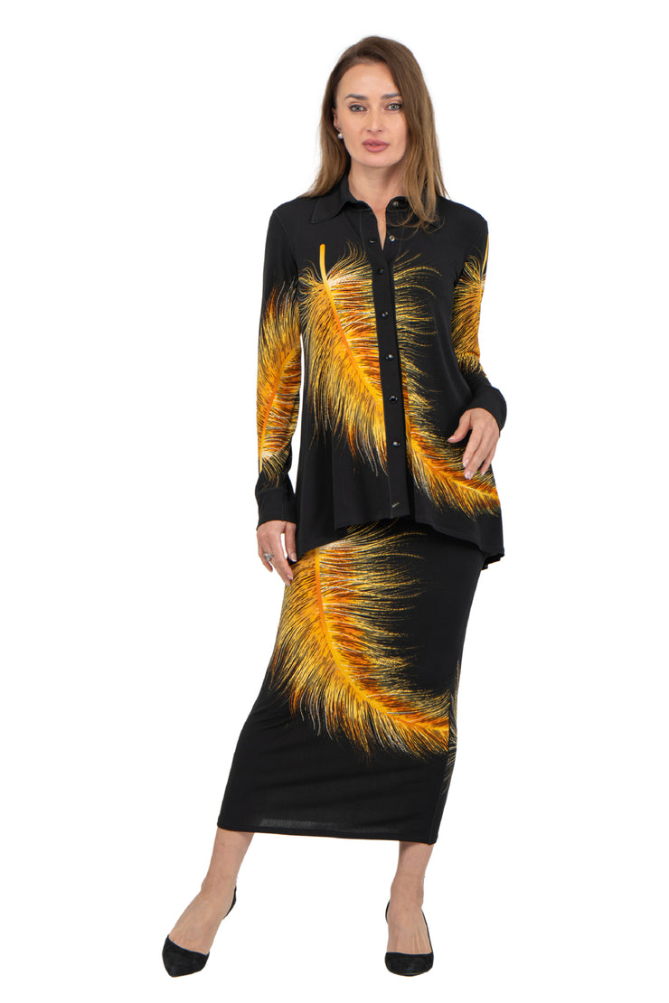 3/4 Sleeve Hi Low Snap Tunic