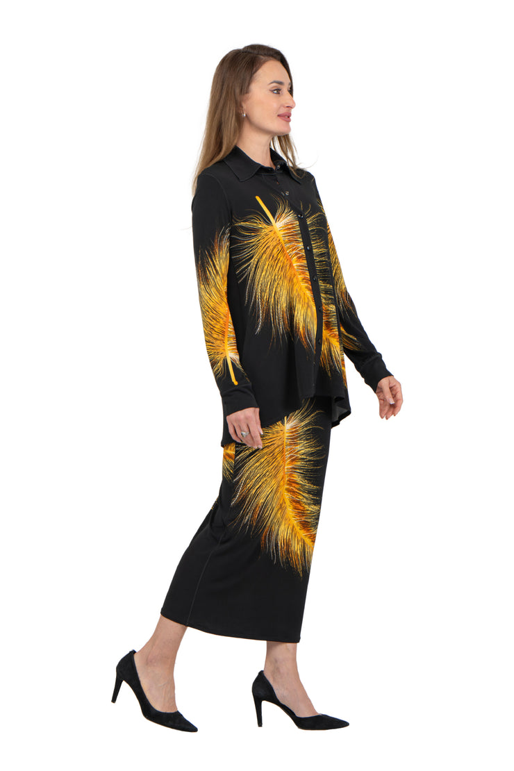 3/4 Sleeve Hi Low Snap Tunic