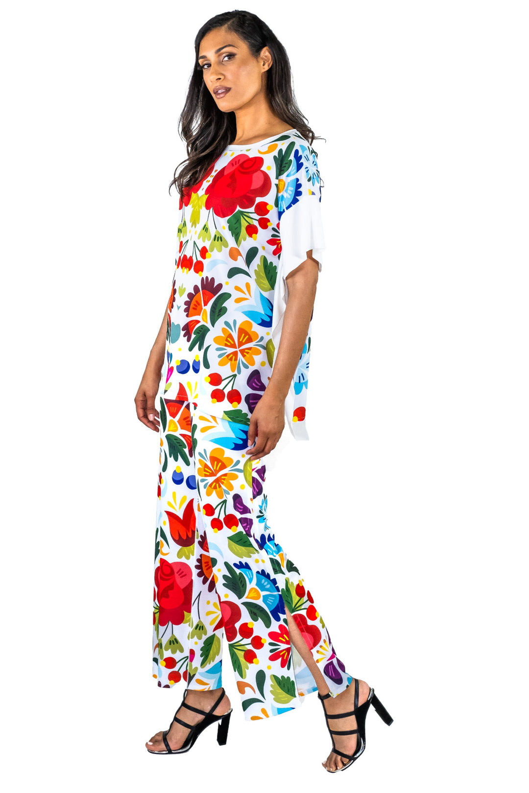 High Waist Side Slit Single Layered Pants