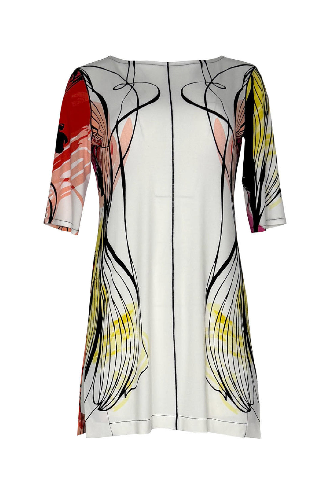 Elbow Sleeve Long Slit Tunic