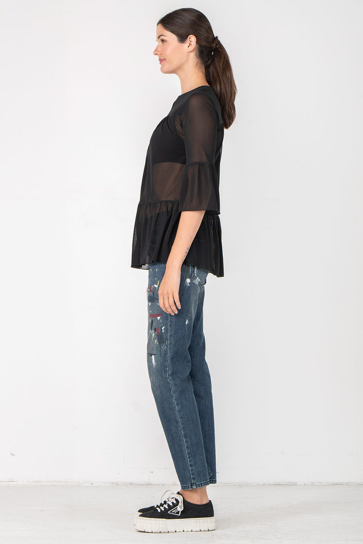 3/4 Sleeve Yoke Tier Top