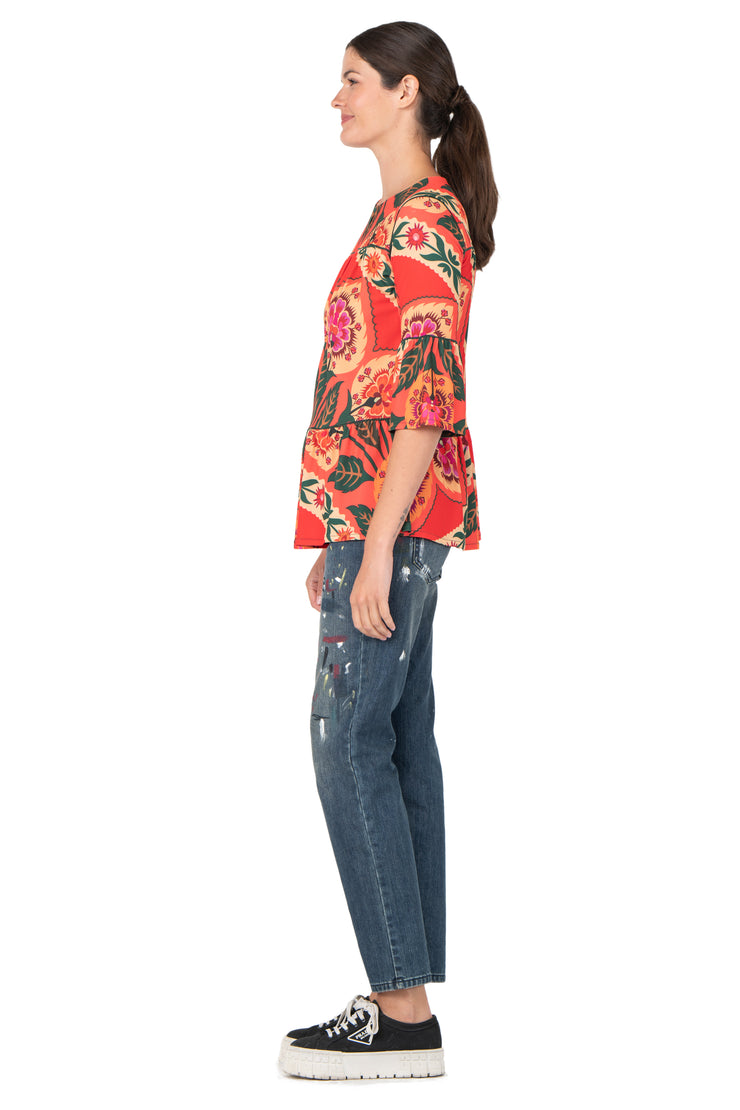 3/4 Sleeve Yoke Tier Top