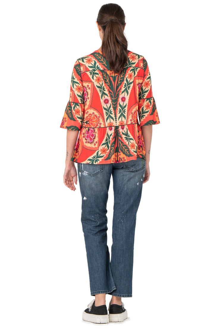 3/4 Sleeve Yoke Tier Top