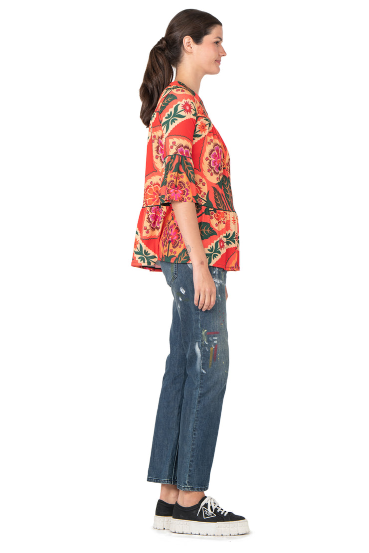 3/4 Sleeve Yoke Tier Top