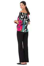 Blouson Pleated Sleeve Tie Front Top