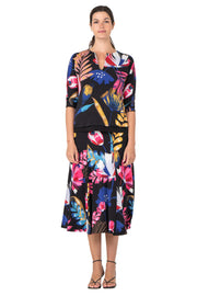 3/4 Sleeve Slit Neck Turnover Top