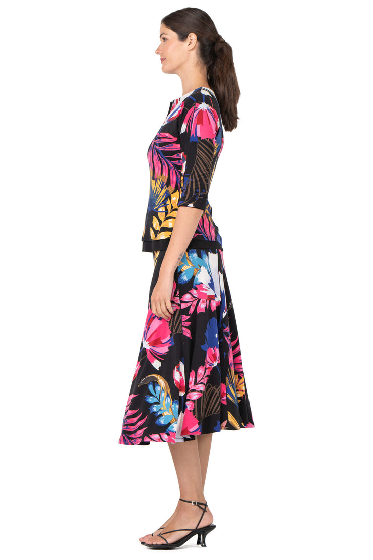 3/4 Sleeve Slit Neck Turnover Top