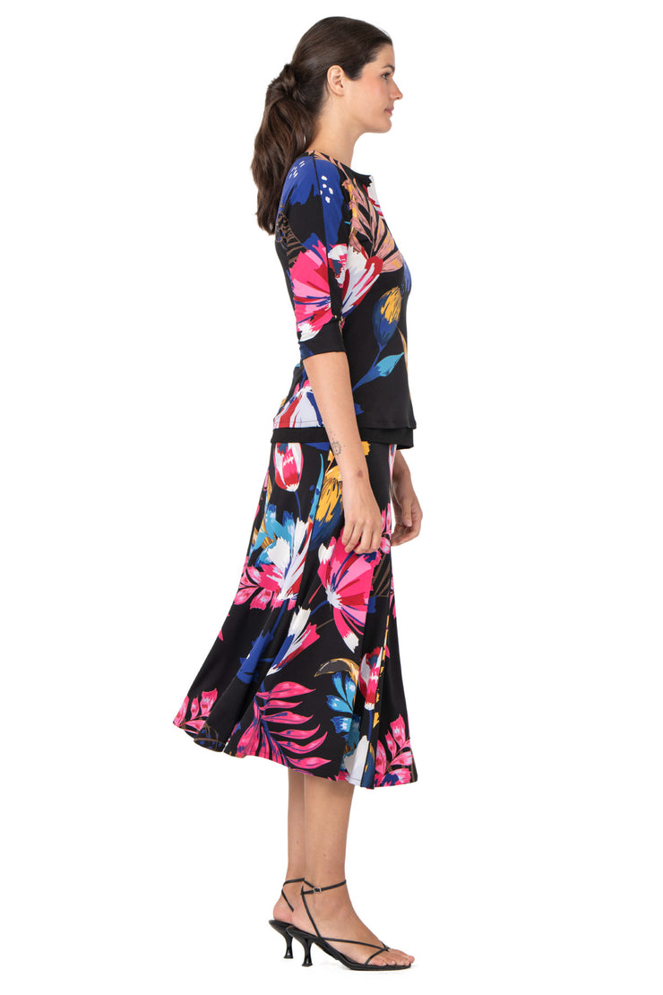 3/4 Sleeve Slit Neck Turnover Top