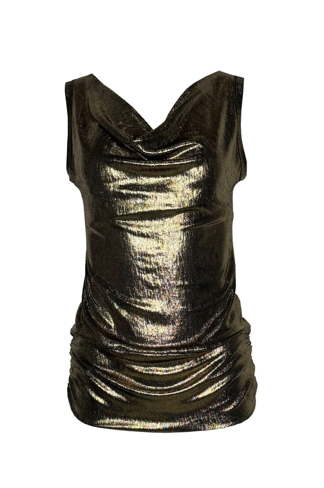 Sleeveless Draped Neck Twist Back Top