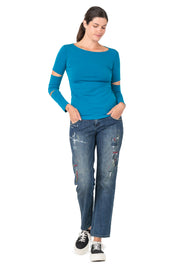 Part Split Sleeves Single Body Long Top