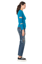 Part Split Sleeves Single Body Long Top