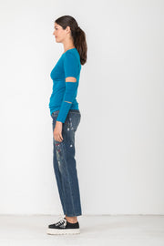 Part Split Sleeves Single Body Long Top