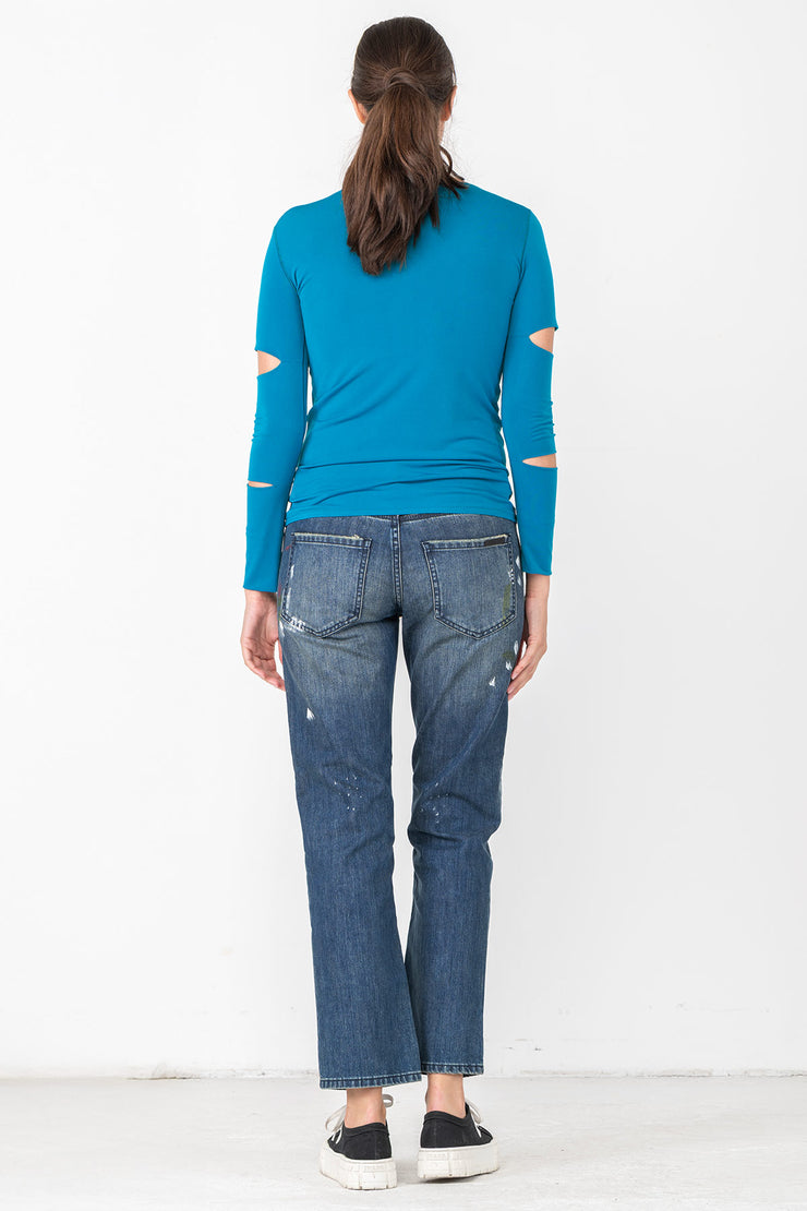 Part Split Sleeves Single Body Long Top