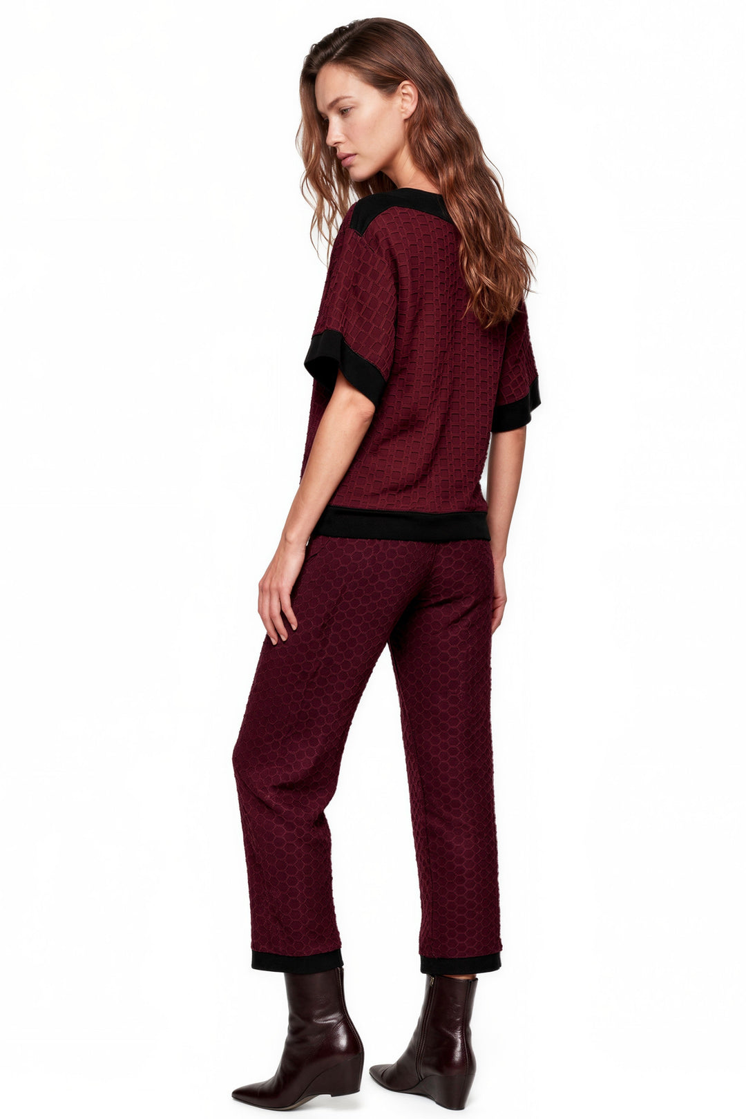3.5" Yoke Straight Cropped High Elastic Waist Turn-over Pants
