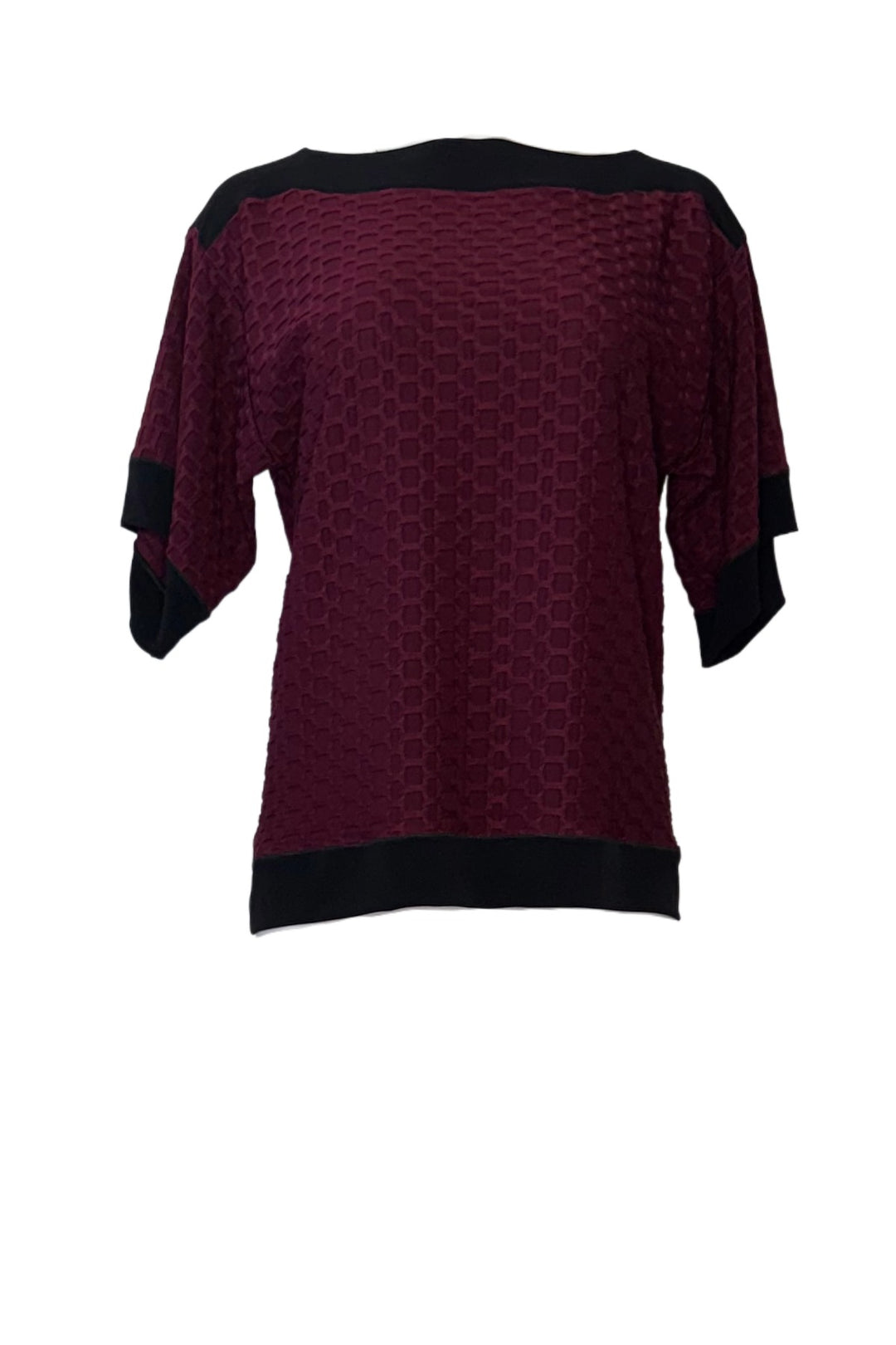 Elbow Dolman Sleeve Border Block Single Layer Top