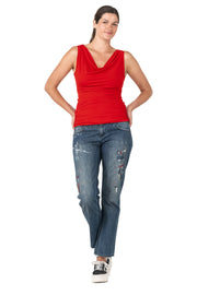 Sleeveless Draped Neck Twist Back Top