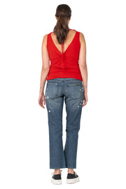 Sleeveless Draped Neck Twist Back Top