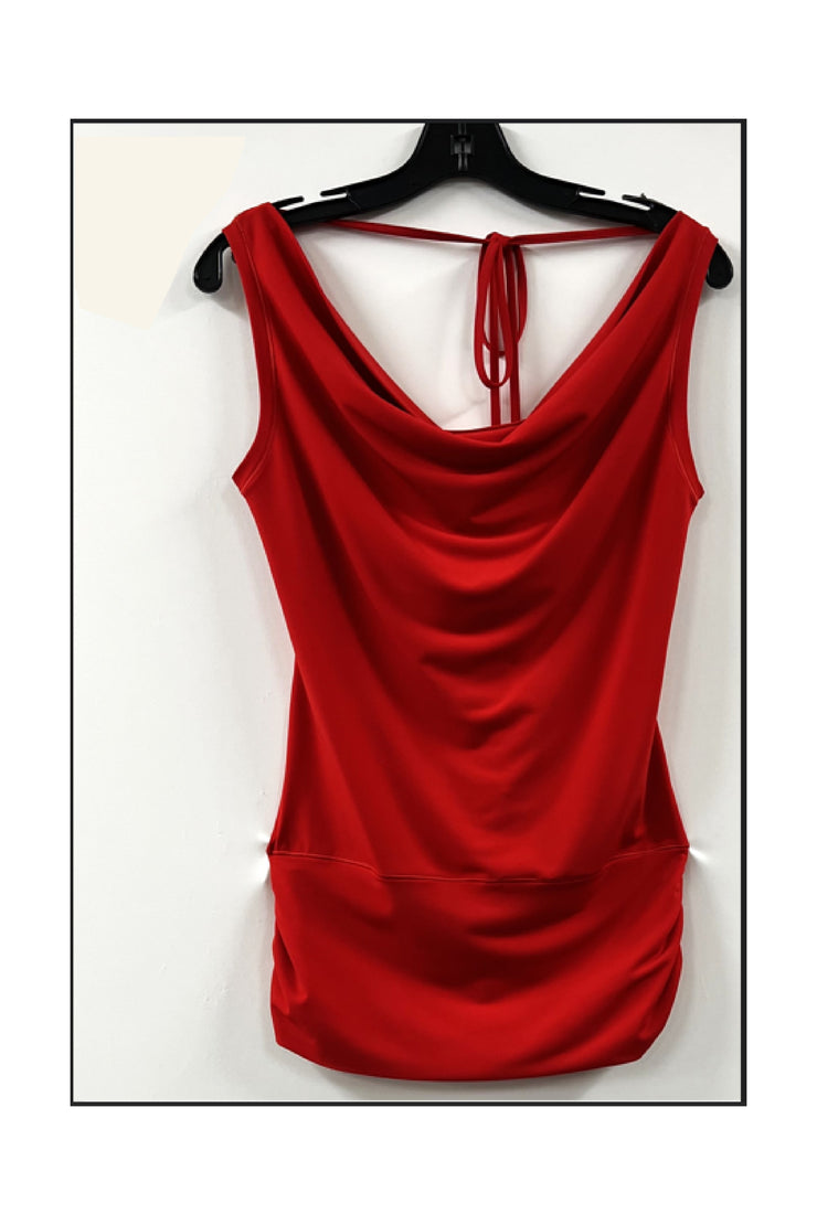 Sleeveless Draped Neck Twist Back Top