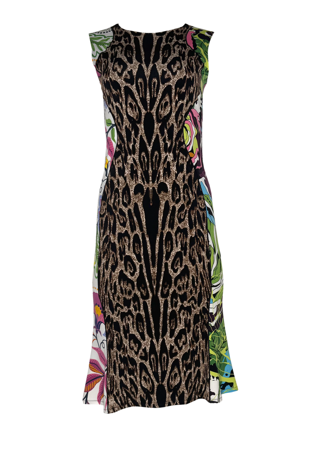 CONTRAST SLIMMING BELOW KNEE DRESS