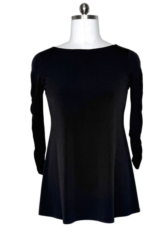 Gathered 3/4 sleeve double layer tunic